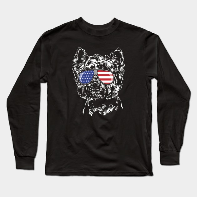 West Highland White Terrier American Flag sunglasses patriotic dog Long Sleeve T-Shirt by wilsigns